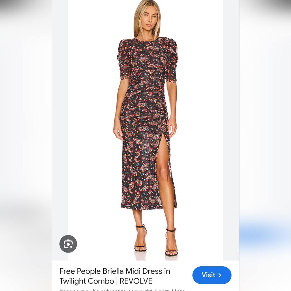 Free People Briella Midi Dress in black with pink and red floral